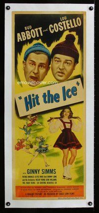 f283 HIT THE ICE linen insert movie poster R49 Abbott & Costello!