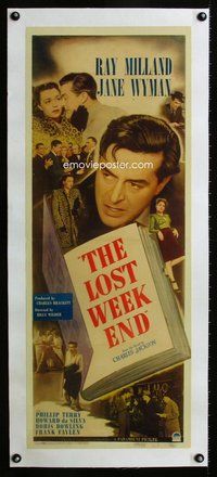 f286 LOST WEEKEND linen insert movie poster '45 Billy Wilder, Milland