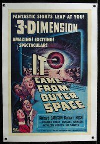 f391 IT CAME FROM OUTER SPACE linen one-sheet movie poster '53 3D sci-fi!