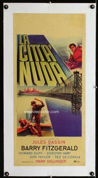 f196 NAKED CITY linen Italian locandina movie poster '47 Jules Dassin