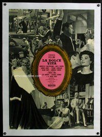 f203 LA DOLCE VITA linen large Italian photobusta movie poster '61