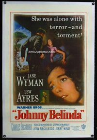 f397 JOHNNY BELINDA linen one-sheet movie poster '48 Jane Wyman, Lew Ayres