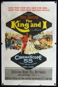 f399 KING & I linen one-sheet movie poster '56 Deborah Kerr, Yul Brynner