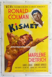 f400 KISMET linen style D one-sheet movie poster '44 sexy Marlene Dietrich