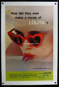 f404 LOLITA linen one-sheet movie poster '62 Kubrick, sexy Sue Lyon!