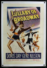 f408 LULLABY OF BROADWAY linen one-sheet movie poster '51 Doris Day dances!