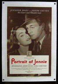 f441 PORTRAIT OF JENNIE linen one-sheet movie poster '48 Jennifer Jones