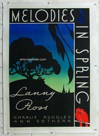 f416 MELODIES IN SPRING linen one-sheet movie poster '34 cool artwork!