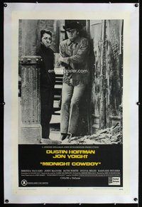 f417 MIDNIGHT COWBOY linen one-sheet movie poster '69 Dustin Hoffman, Voight