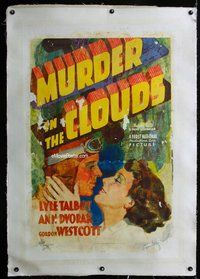 f420 MURDER IN THE CLOUDS linen one-sheet movie poster '34 Talbot, Dvorak