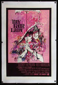 f422 MY FAIR LADY linen one-sheet movie poster '64 Audrey Hepburn, Peak art
