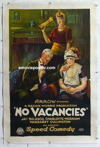 f427 NO VACANCIES linen one-sheet movie poster '20s great stone litho!