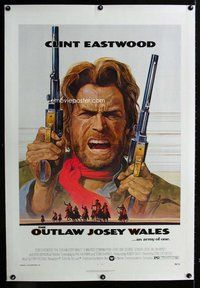 f434 OUTLAW JOSEY WALES linen one-sheet movie poster '76 Clint Eastwood