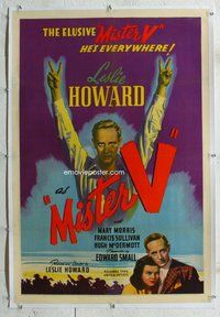 f438 PIMPERNEL SMITH linen one-sheet movie poster '41 Howard, Mister V!