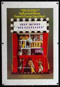 f443 PRODUCERS linen one-sheet movie poster '67 Mel Brooks, Zero Mostel