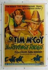 f446 REVENGE RIDER linen one-sheet movie poster '35 Tim McCoy, Billie Seward