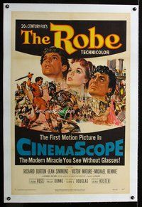 f450 ROBE linen one-sheet movie poster '53 Richard Burton, Jean Simmons