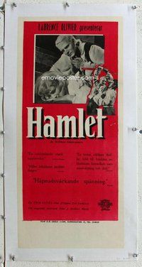 f103 HAMLET linen Swedish insert movie poster '49 Laurence Olivier
