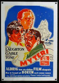 f100 MUTINY ON THE BOUNTY linen Swedish movie poster '35 Clark Gable