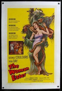 f502 WOMAN EATER linen one-sheet movie poster '59 tree monster eats women!