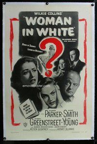 f503 WOMAN IN WHITE linen one-sheet movie poster '48 Eleanor Parker, Smith