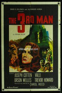 g638 THIRD MAN one-sheet movie poster R56 Orson Welles, film noir!