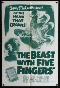 g062 BEAST WITH FIVE FINGERS one-sheet movie poster R56 Peter Lorre