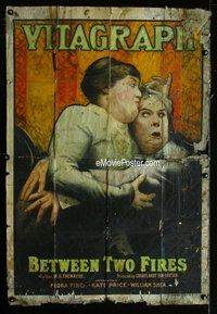 g069 BETWEEN TWO FIRES one-sheet movie poster '15 Flora Finch comedy short!