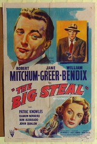 g083 BIG STEAL one-sheet movie poster '49 Robert Mitchum, Jane Greer