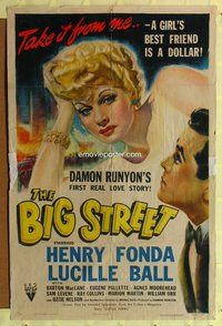g084 BIG STREET one-sheet movie poster '42 Henry Fonda, pretty Lucy Ball!