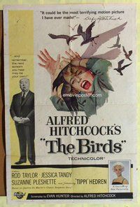 g085 BIRDS one-sheet movie poster '63 Alfred Hitchcock, Tippi Hedren