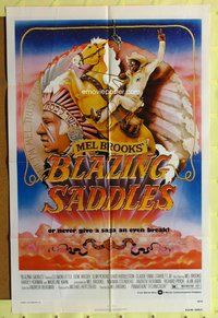 g090 BLAZING SADDLES one-sheet movie poster '74 classic Mel Brooks western!