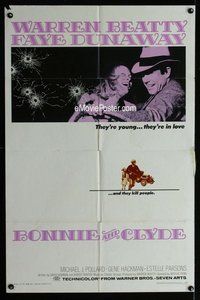 g097 BONNIE & CLYDE one-sheet movie poster '67 Warren Beatty, Faye Dunaway