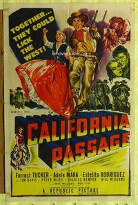 g106 CALIFORNIA PASSAGE one-sheet movie poster '50 Forrest Tucker, Mara