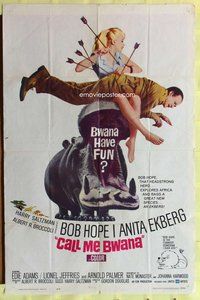 g107 CALL ME BWANA one-sheet movie poster '63 Bob Hope, Anita Ekberg