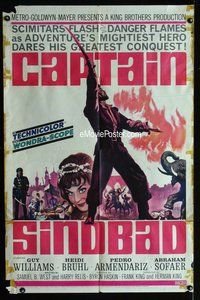 g108 CAPTAIN SINDBAD one-sheet movie poster '63 Guy Williams, Armendariz
