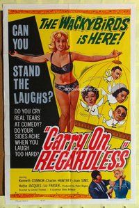 g113 CARRY ON REGARDLESS one-sheet movie poster '63 English comedy!