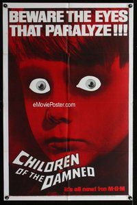g119 CHILDREN OF THE DAMNED one-sheet movie poster '64 creepy image!
