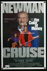 g123 COLOR OF MONEY one-sheet movie poster '86 Paul Newman, Tom Cruise