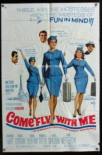 g126 COME FLY WITH ME one-sheet movie poster '63 Dolores Hart, Hugh O'Brian