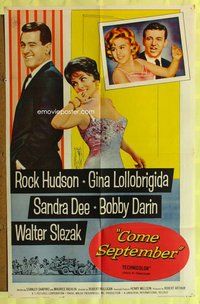 g127 COME SEPTEMBER one-sheet movie poster '61 Sandra Dee, Rock Hudson