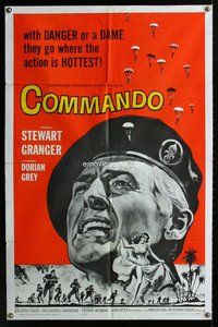 g128 COMMANDO one-sheet movie poster '64 Stewart Granger, Foreign Legion