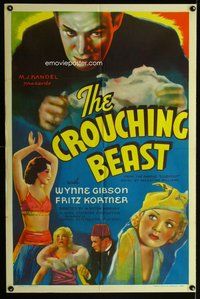 g151 CROUCHING BEAST one-sheet movie poster '35 Wynne Gibson, horror!