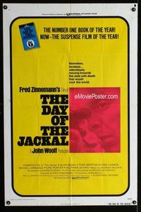 g158 DAY OF THE JACKAL one-sheet movie poster '73 Fred Zinnemann,Edward Fox