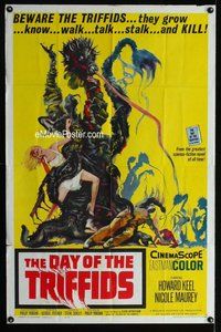 g159 DAY OF THE TRIFFIDS one-sheet movie poster '62 Howard Keel classic!