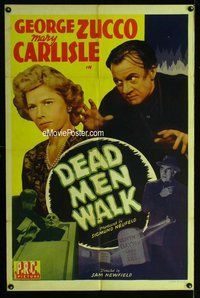 g162 DEAD MEN WALK one-sheet movie poster '43 George Zucco, Mary Carlisle