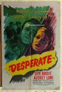 g165 DESPERATE one-sheet movie poster '47 Anthony Mann film noir!