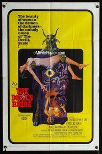 g166 DEVIL'S BRIDE one-sheet movie poster '68 Christopher Lee, Hammer
