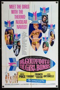 g175 DR GOLDFOOT & THE GIRL BOMBS one-sheet movie poster '66 Mario Bava, AIP