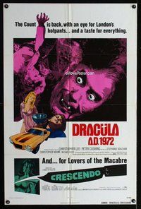 g178 DRACULA AD 1972/CRESCENDO one-sheet movie poster '72 Hammer horror!